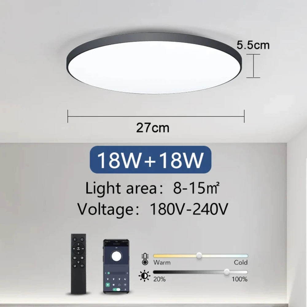 The smart ceiling lamp, 18w + 18w and in black.