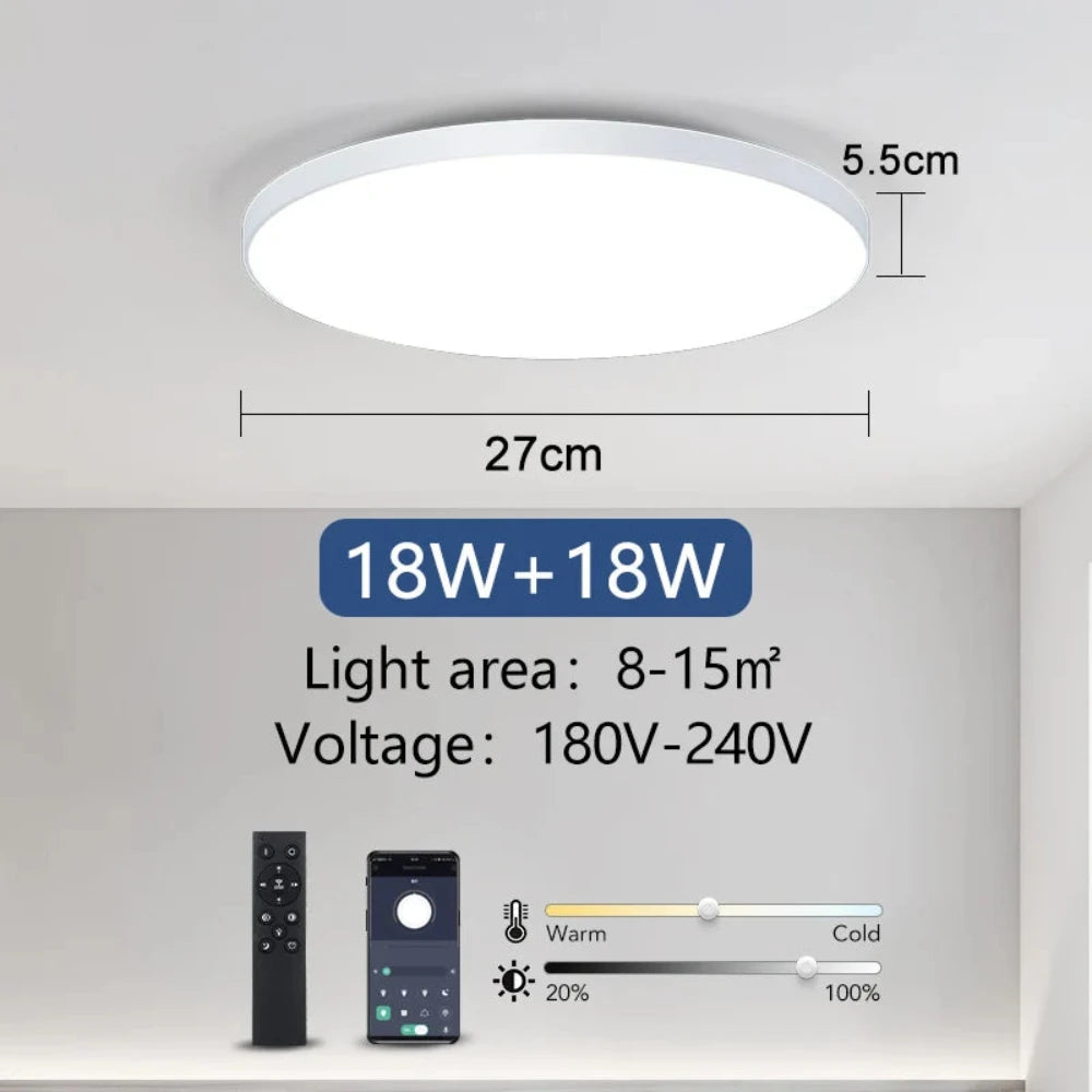 The smart ceiling lamp, 18w + 18w and in white.