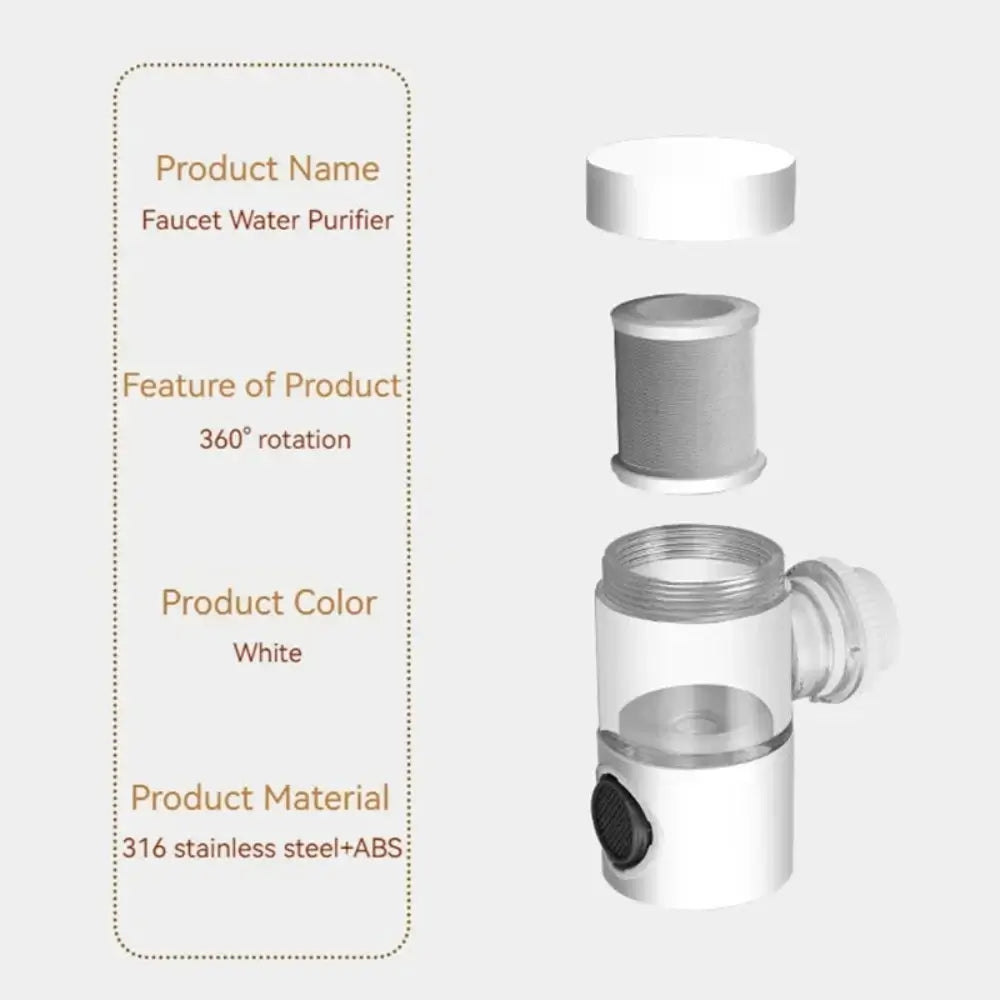 The tap water purifier specifications.